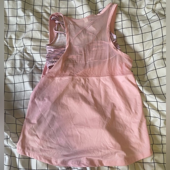 Pink athletic tank top with sports bra attached - Picture 2 of 3